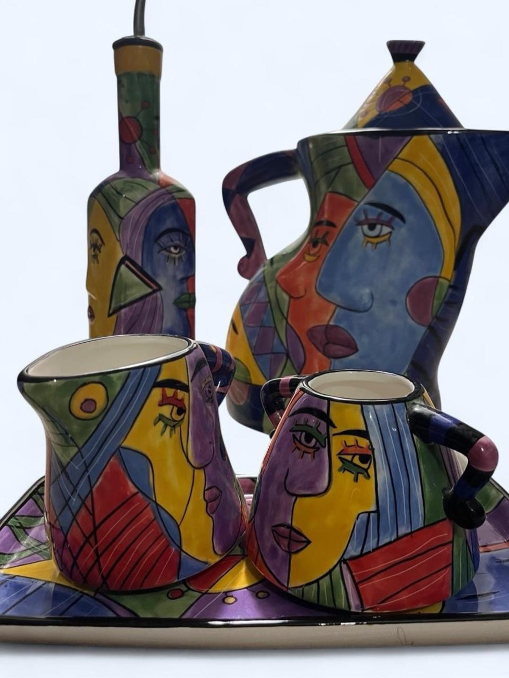Vintage Muzeum Cubist "Faces" Ceramic Lot — Picasso Inspired!